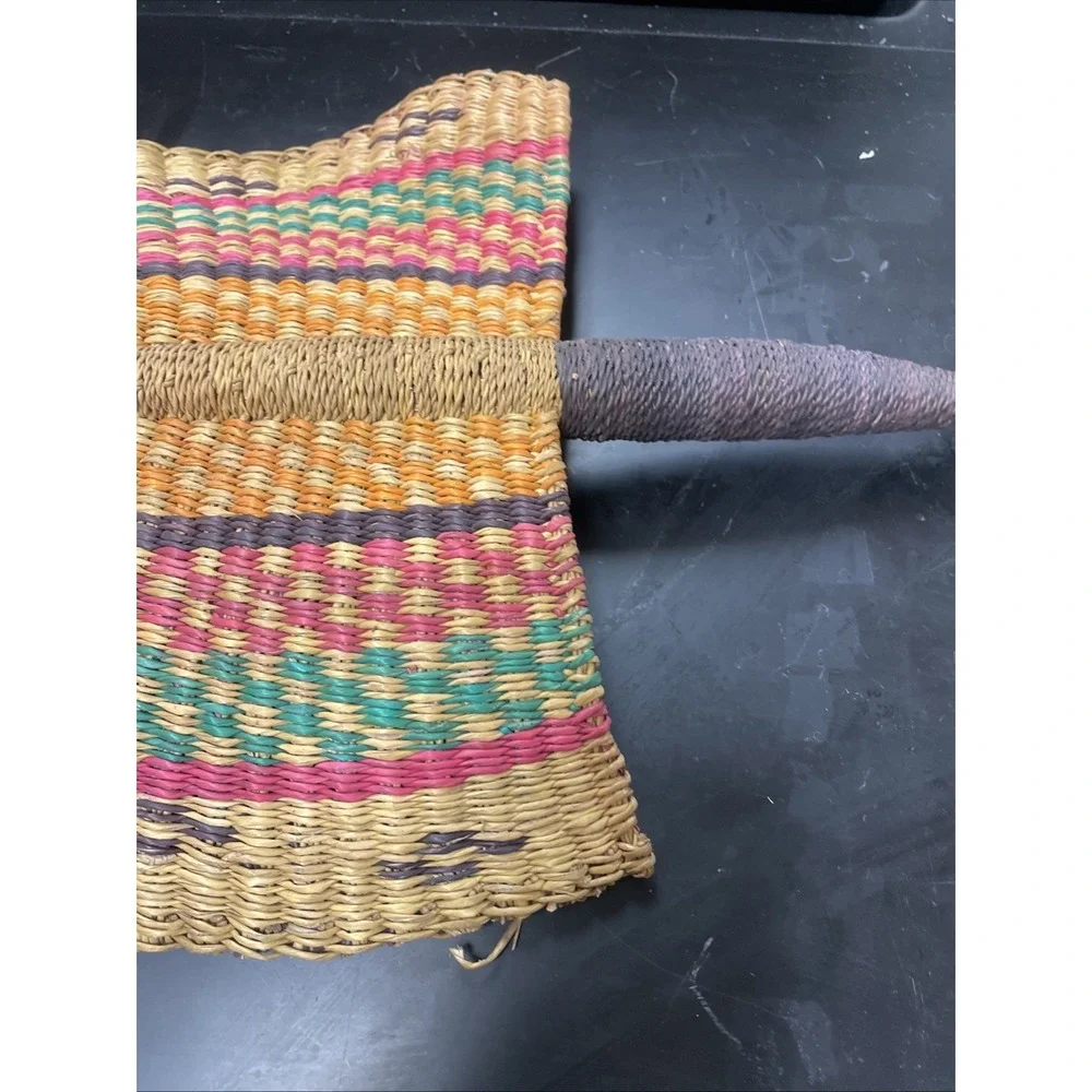 Authentic Handwoven Bolga Fan- African Hand Fan- Leather Handle- Boho Wall Decor